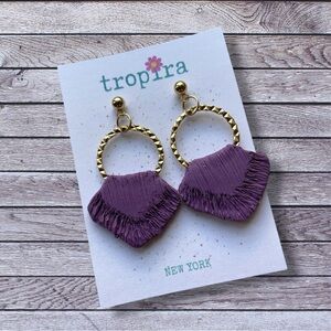 Purple Gold Macrame Style Textured Polymer Clay Earrings